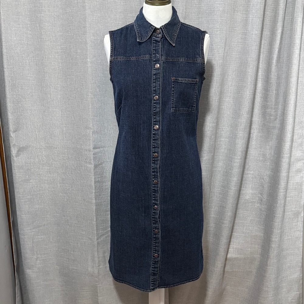 Old Navy Denim Snap Front Dress-SZ 4-Dark Wash-EUC